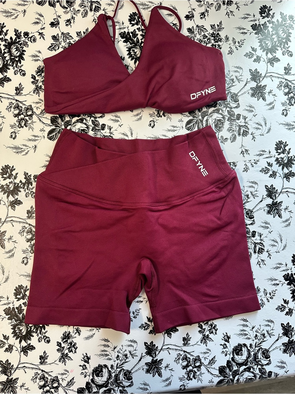 DFYNE Women's High-Waist Bike Shorts — Deep Burgundy